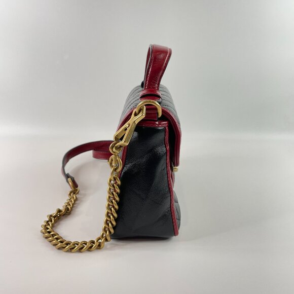 Gucci Black Red Calfskin Marmont Top Handle Crossbody Bag sku#85853(gently used) - Picture 4 of 15